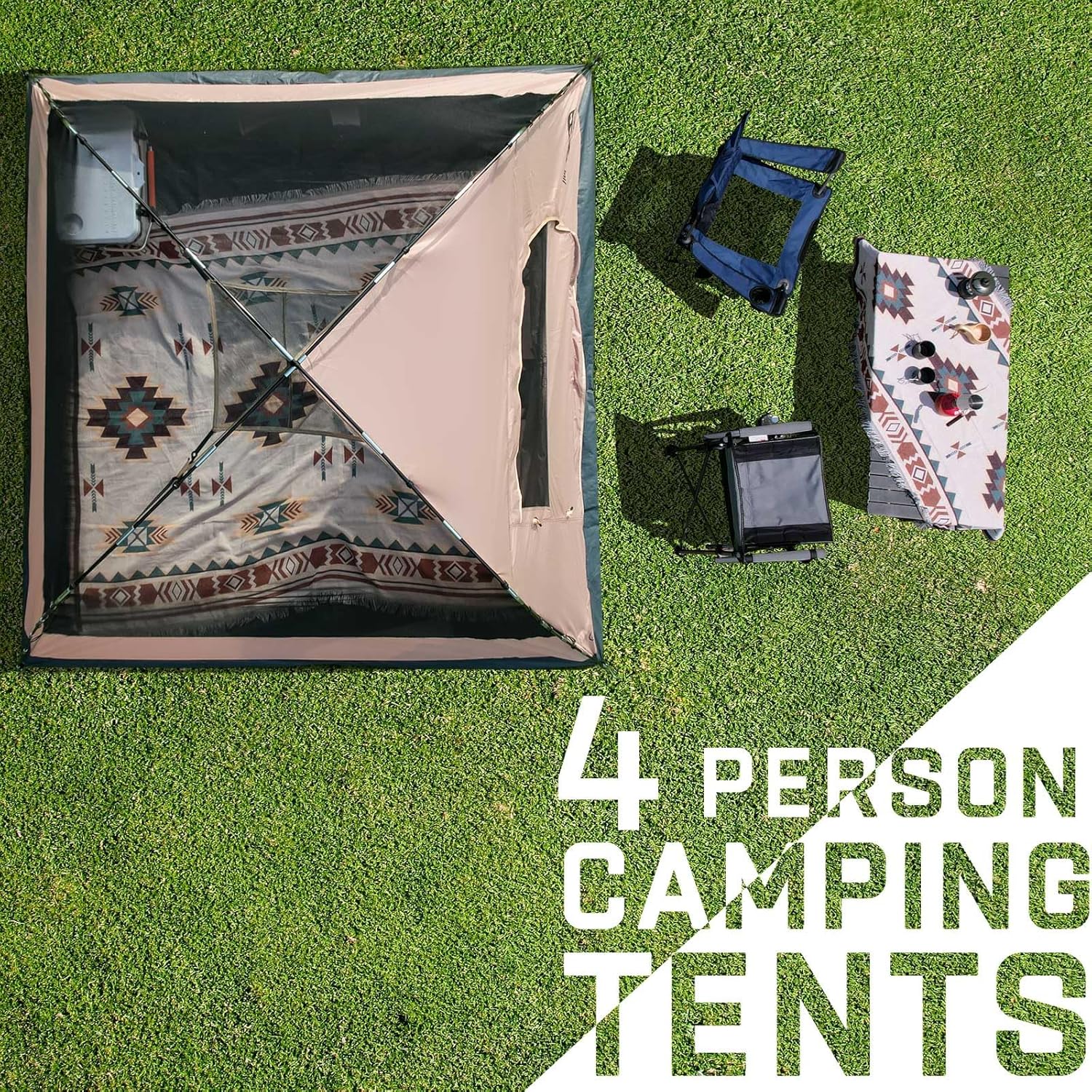 Happy Travel Camping Tent, 4 Person Dome Tents for Camping with Rainfly, Waterproof Clip Easy Setup Portable Family Tent with Mesh Windows, 20% More Headroom Backpacking Tents for Camping & Hiking - Image 9